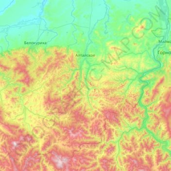 Топографическая карта Алтайский район, высота, рельеф