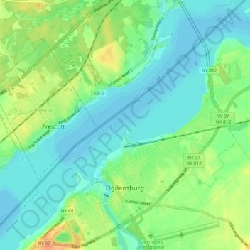 Топографическая карта City of Ogdensburg, высота, рельеф