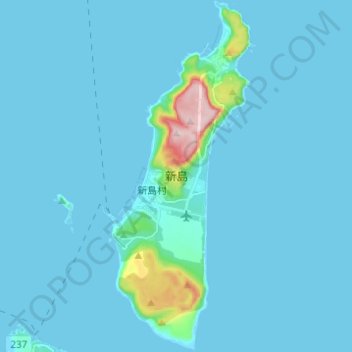 Топографическая карта 新島, высота, рельеф