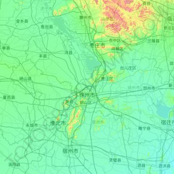 Топографическая карта 徐州市, высота, рельеф