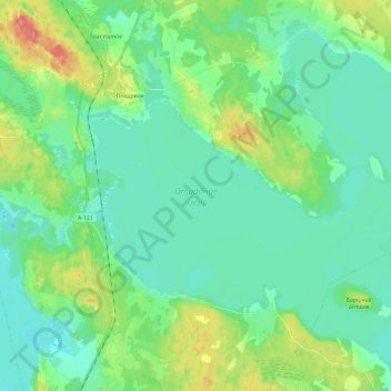 Топографическая карта Отрадное озеро, высота, рельеф