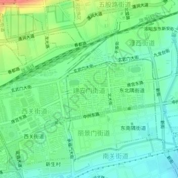 Топографическая карта 建安门街道, высота, рельеф
