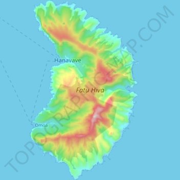 Топографическая карта Fatu Hiva, высота, рельеф