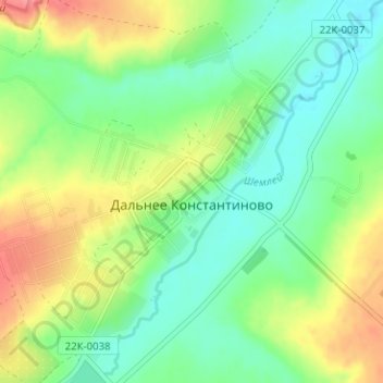 Топографическая карта Дальнее Константиново, высота, рельеф