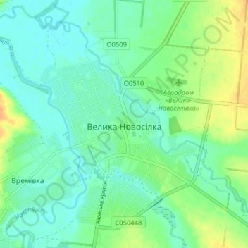 Топографическая карта Великая Новосёлка, высота, рельеф