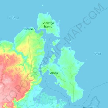 Топографическая карта Anda, высота, рельеф