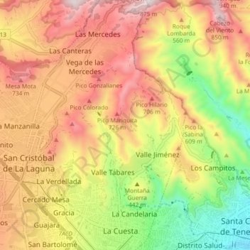 Топографическая карта Barranco de Santos, высота, рельеф