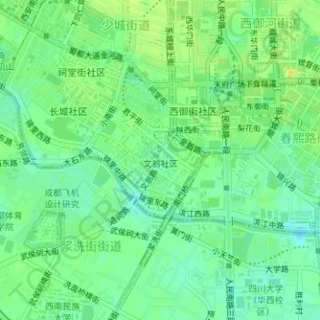Топографическая карта 文翁社区, высота, рельеф