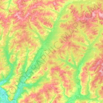 Топографическая карта Ува, высота, рельеф
