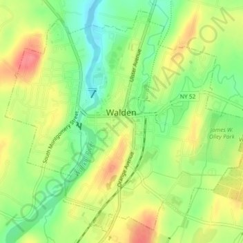 Топографическая карта Village of Walden, высота, рельеф