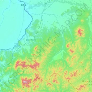 Топографическая карта Вяземский район, высота, рельеф