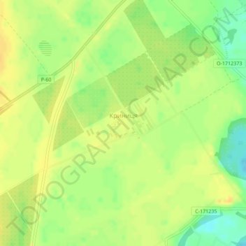 Топографическая карта Криница, высота, рельеф