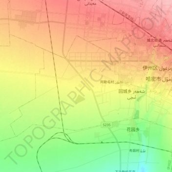 Топографическая карта 回城乡, высота, рельеф