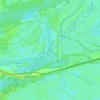 Топографическая карта Гребной канал, высота, рельеф