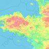 Топографическая карта Bretagne, высота, рельеф