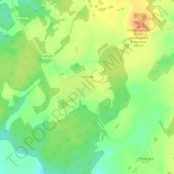 Топографическая карта Авсеево, высота, рельеф