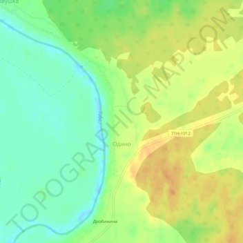Топографическая карта Одино, высота, рельеф