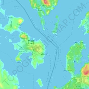 Топографическая карта Eastport, высота, рельеф