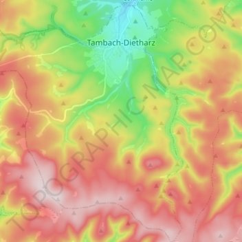 Топографическая карта Tambach-Dietharz, высота, рельеф
