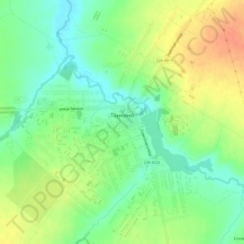 Топографическая карта Тонкино, высота, рельеф