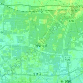 Топографическая карта 李营街道, высота, рельеф