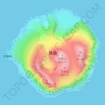 Топографическая карта 鳥島, высота, рельеф