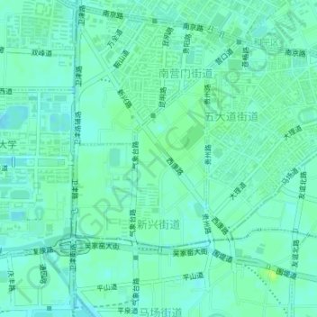 Топографическая карта 新兴街道, высота, рельеф