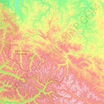 Топографическая карта Верхнегутарское сельское поселение, высота, рельеф
