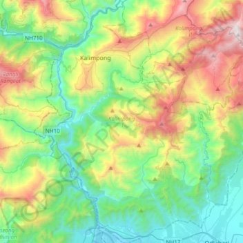 Топографическая карта Kalimpong -I, высота, рельеф