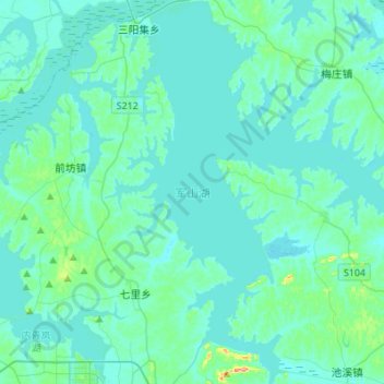 Топографическая карта 军山湖, высота, рельеф