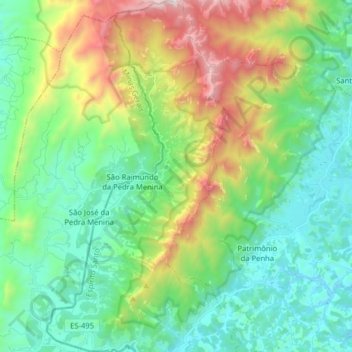 Топографическая карта São Raimundo da Pedra Menina, высота, рельеф