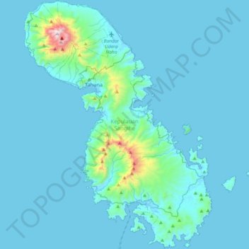 Топографическая карта Sangir Island, высота, рельеф