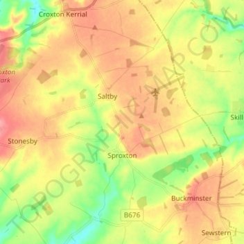 Топографическая карта Sproxton, высота, рельеф