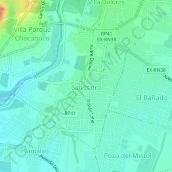Топографическая карта San Isidro, высота, рельеф