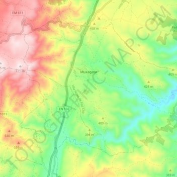 Топографическая карта Muxagata, высота, рельеф