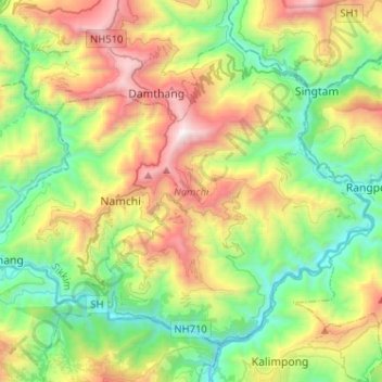 Топографическая карта Namchi, высота, рельеф