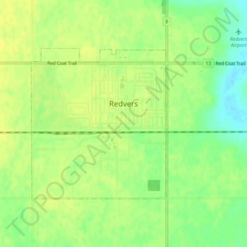Топографическая карта Redvers, высота, рельеф