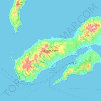 Топографическая карта Ambon Island, высота, рельеф