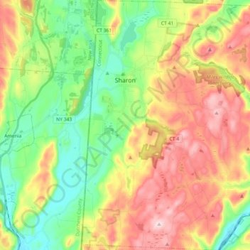 Топографическая карта Sharon, высота, рельеф