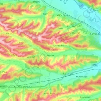 Топографическая карта Voloiac, высота, рельеф