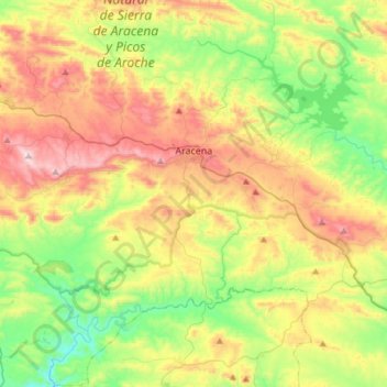 Топографическая карта Aracena, высота, рельеф