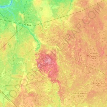 Топографическая карта Мгинское городское поселение, высота, рельеф