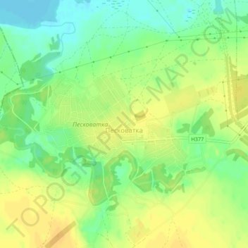 Топографическая карта Песковатка, высота, рельеф
