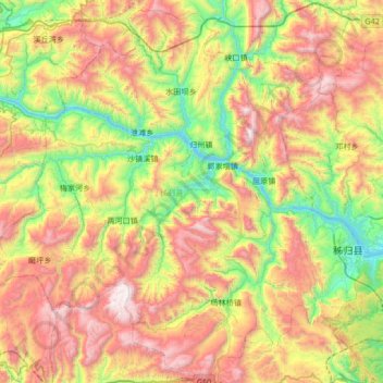 Топографическая карта Zigui County, высота, рельеф