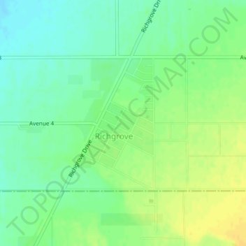 Топографическая карта Richgrove, высота, рельеф