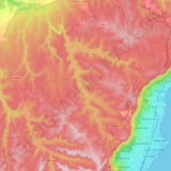 Топографическая карта Cataract, высота, рельеф