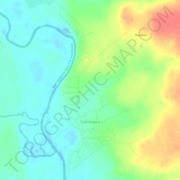 Топографическая карта Сухоборка, высота, рельеф
