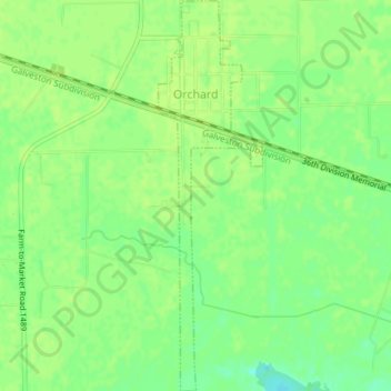 Топографическая карта Orchard, высота, рельеф