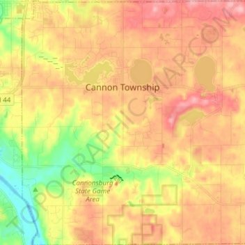 Топографическая карта Cannon Township, высота, рельеф