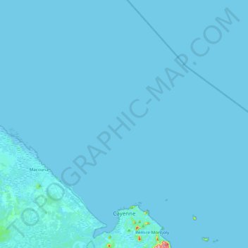 Топографическая карта Cayenne, высота, рельеф
